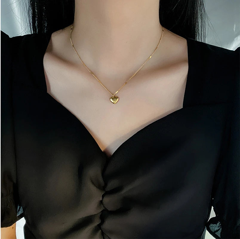 Ermania - Lucy Plated Gold Color Love Heart Necklaces