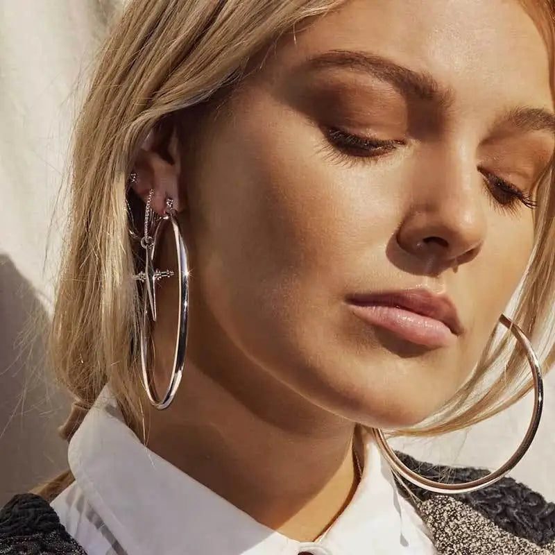 Ermania - Boucles d'oreilles créoles épaisses tendance