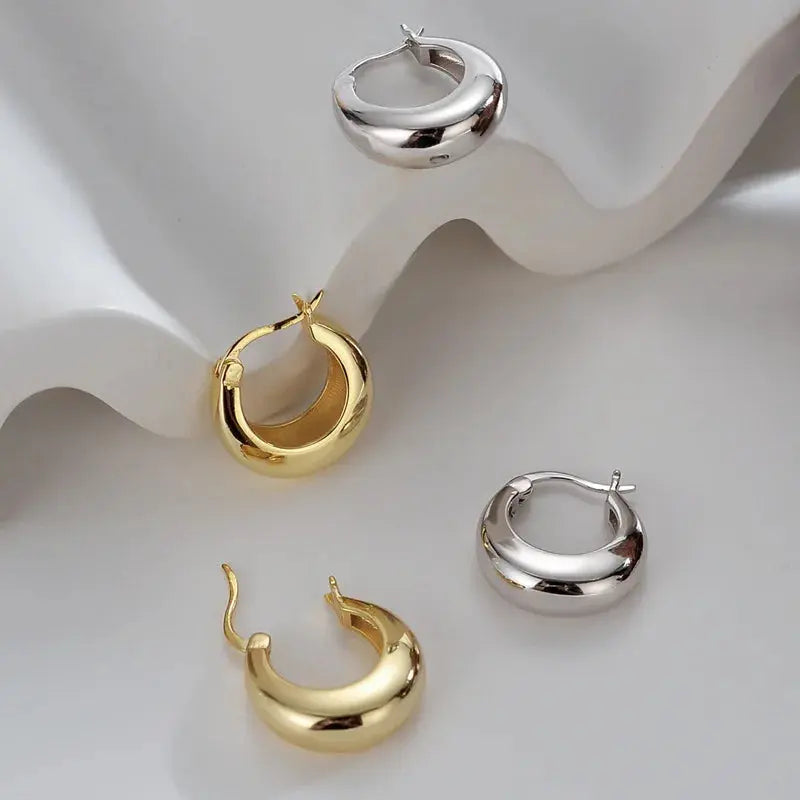 Ermania - Sterling Silver plated Chunky Hoop Earrings - Ermania