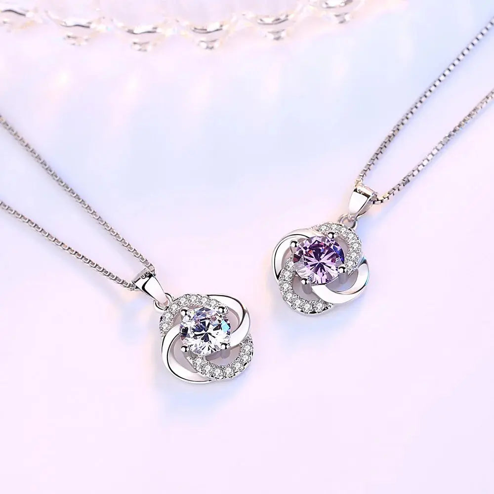 Ermania- Sterling Silver Flower Amethyst Necklace - Ermania