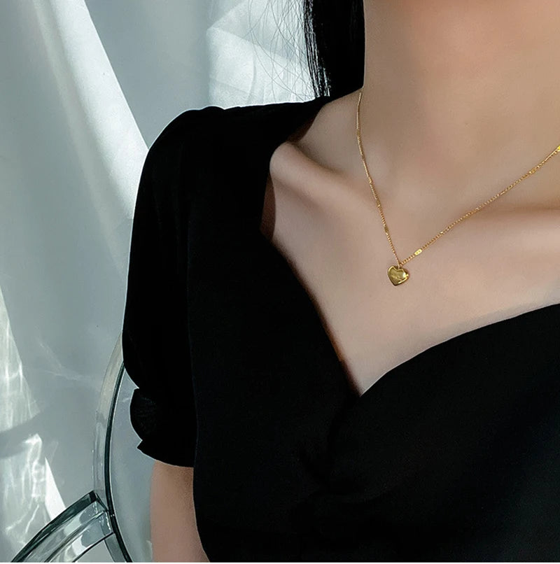 Ermania - Lucy Plated Gold Color Love Heart Necklaces