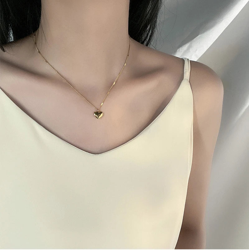 Ermania - Lucy Plated Gold Color Love Heart Necklaces