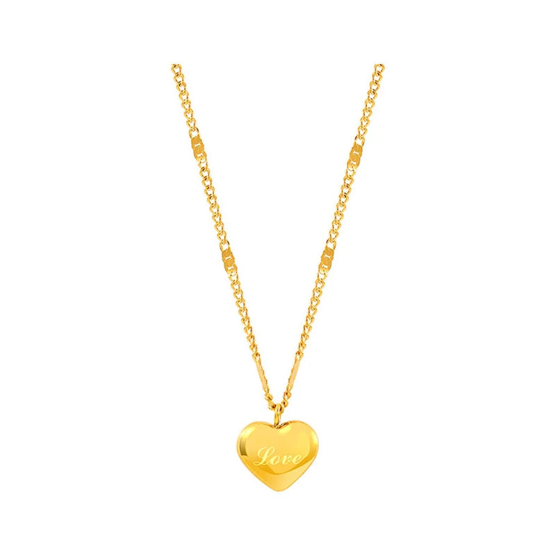 Ermania - Lucy Plated Gold Color Love Heart Necklaces
