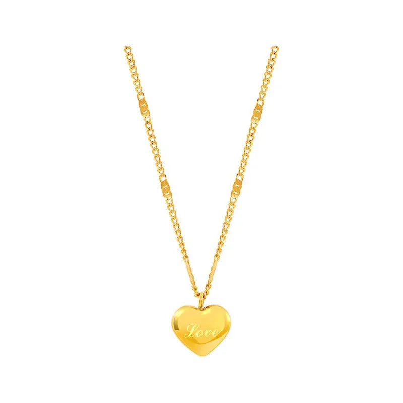 Ermania - Lucy Plated Gold Color Love Heart Necklaces - Ermania