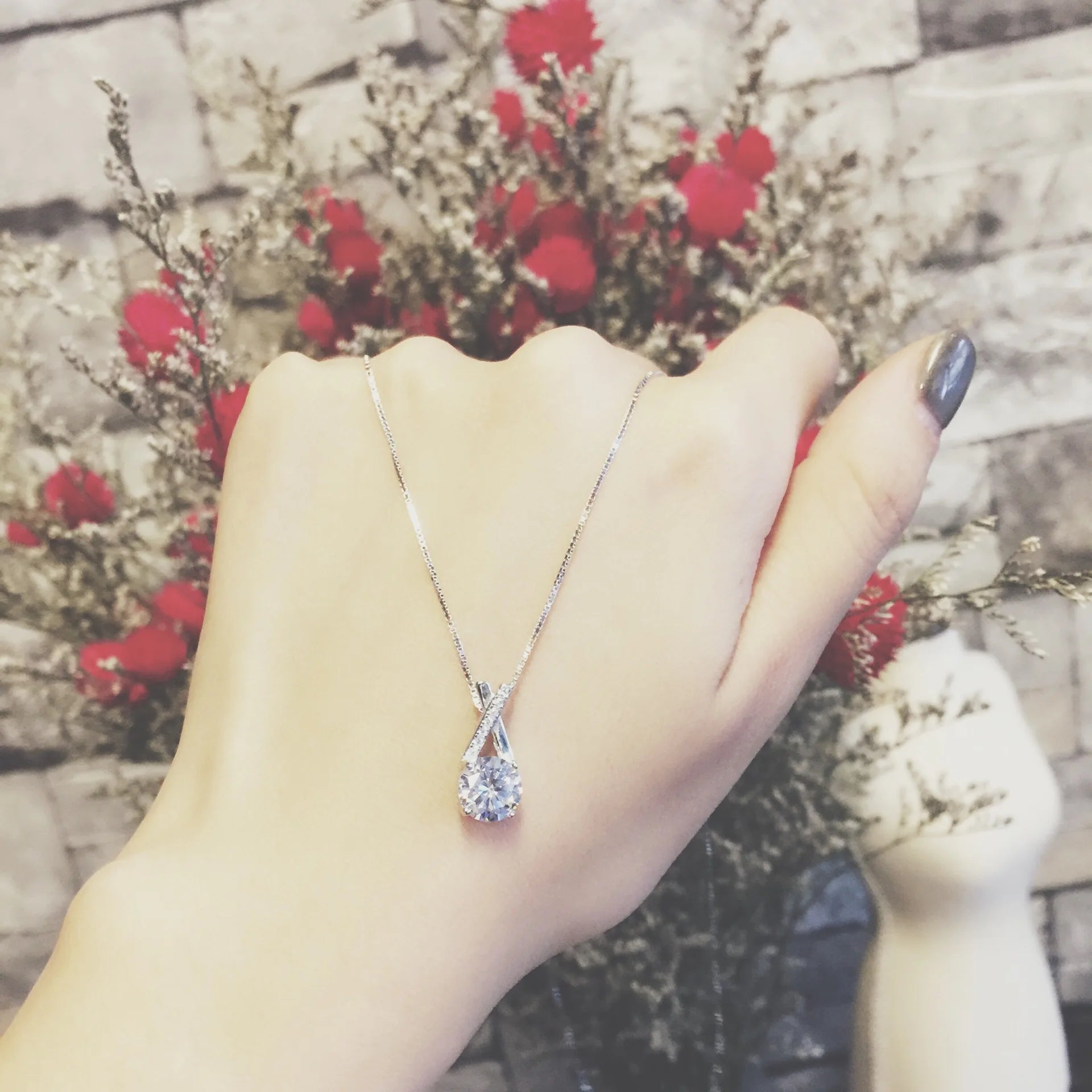 Ermania - Sterling Silver Luxury Zircon X-Shape Necklace