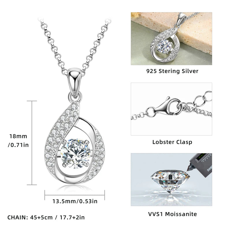 Ermania - Moissanite Pandent Necklace with Certified 6.5mm Lab Diamond