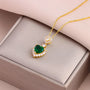 Ermania - Green Zircon Crystal Pendant Stainless Steel Necklaces - Ermania