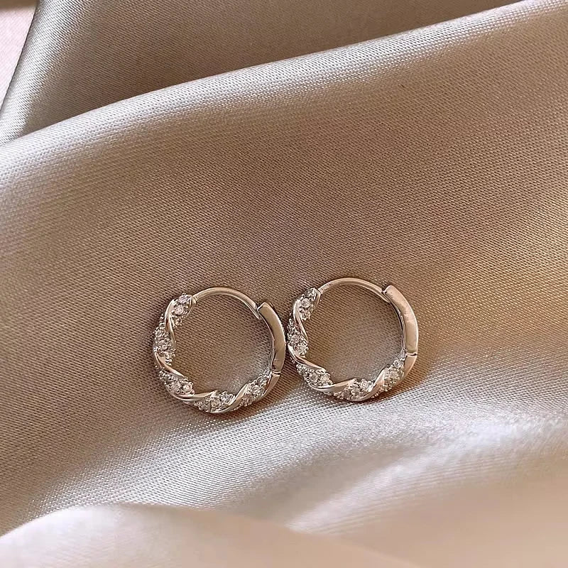 Ermania - Boucles d'oreilles créoles de luxe en métal et zircon