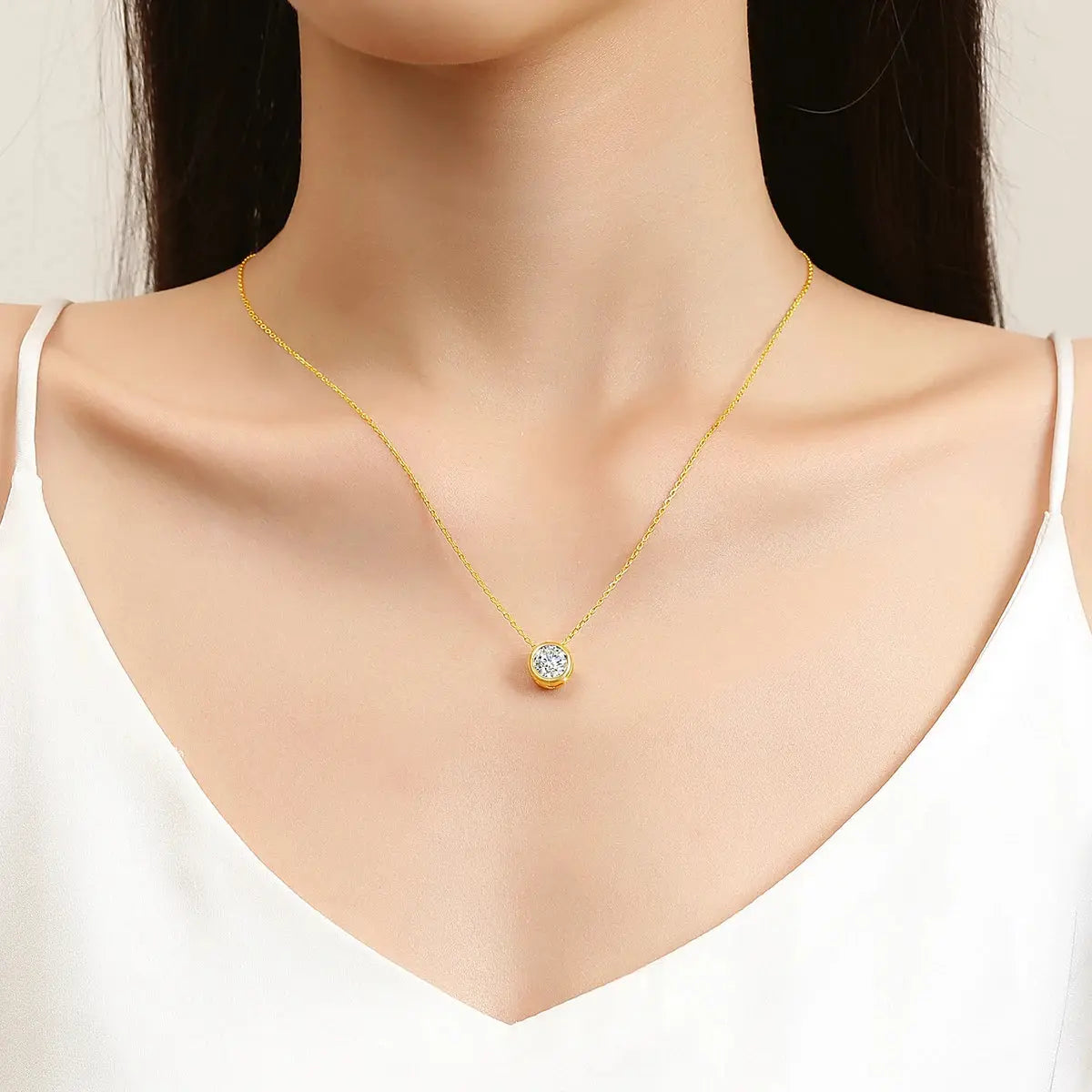 Pure 18k Gold Necklace With Moissanite, Ermania - Ermania