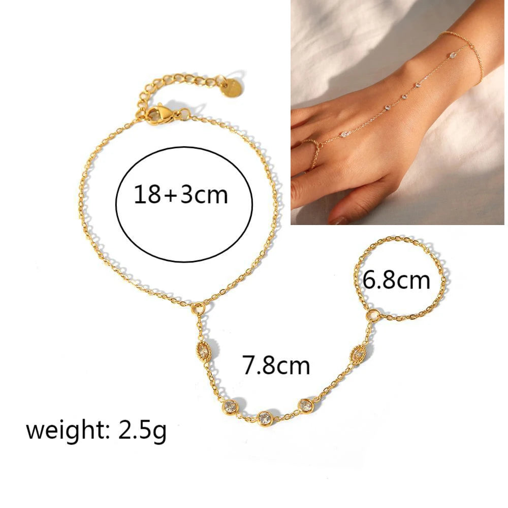 Ermania - 14K Yellow Gold Plated Stainless Steel Hand Chains Bracelet