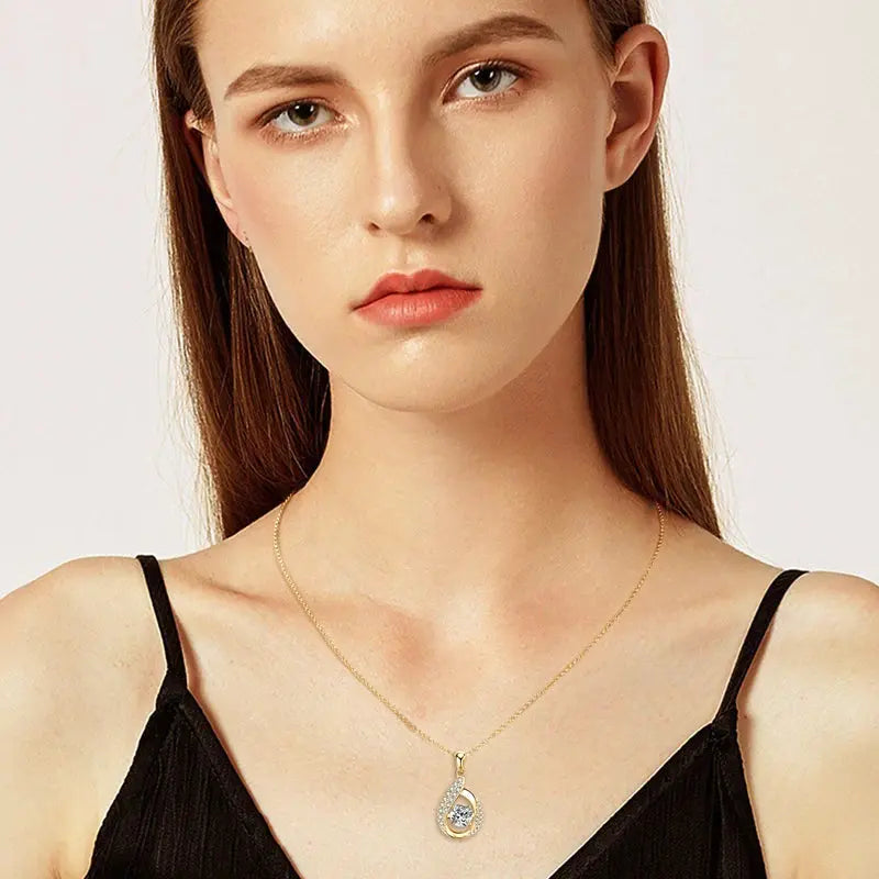 Ermania - Moissanite Pandent Necklace with Certified 6.5mm Lab Diamond - Ermania