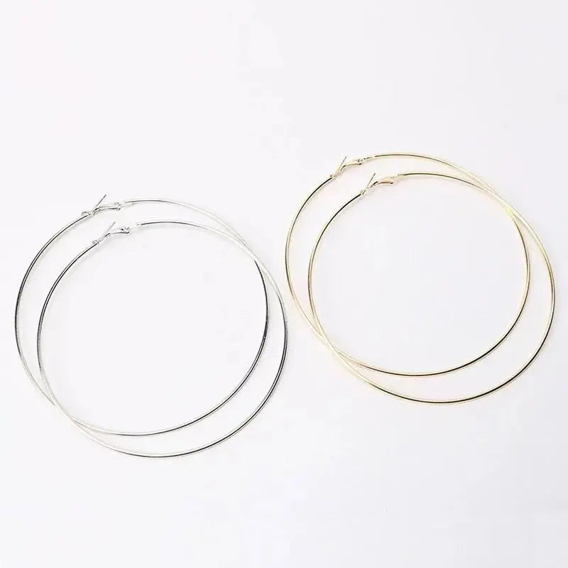 Ermania- 2pcs Big Circle Hoop Earrings Stainless - Ermania