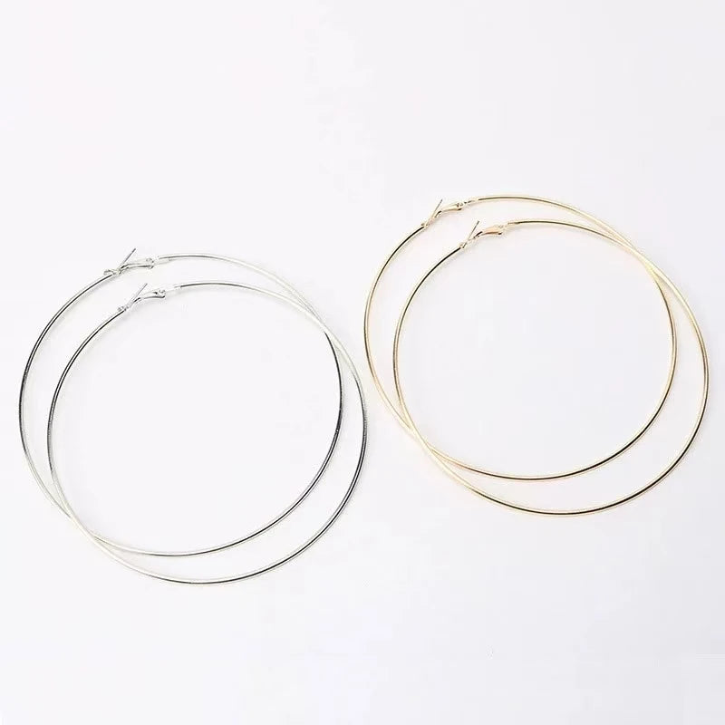 Ermania - Lot de 2 grandes boucles d'oreilles créoles en acier inoxydable
