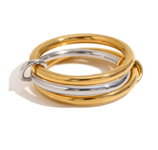Ermania - A Niche Two-Color Four-Ring Copper Jewelry Ring