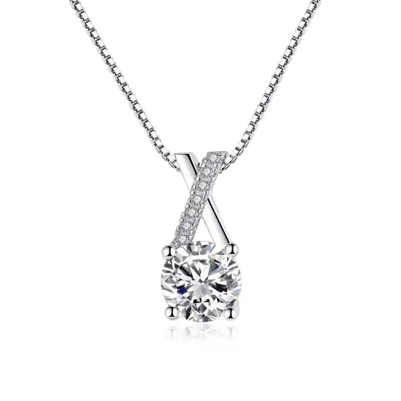 Ermania - Sterling Silver Luxury Zircon X-Shape Necklace - Ermania