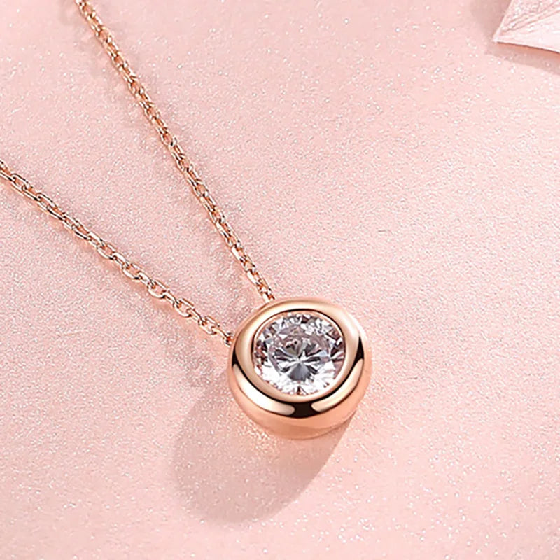 Ermania - Round Bezel Moissanite Pendant Necklace