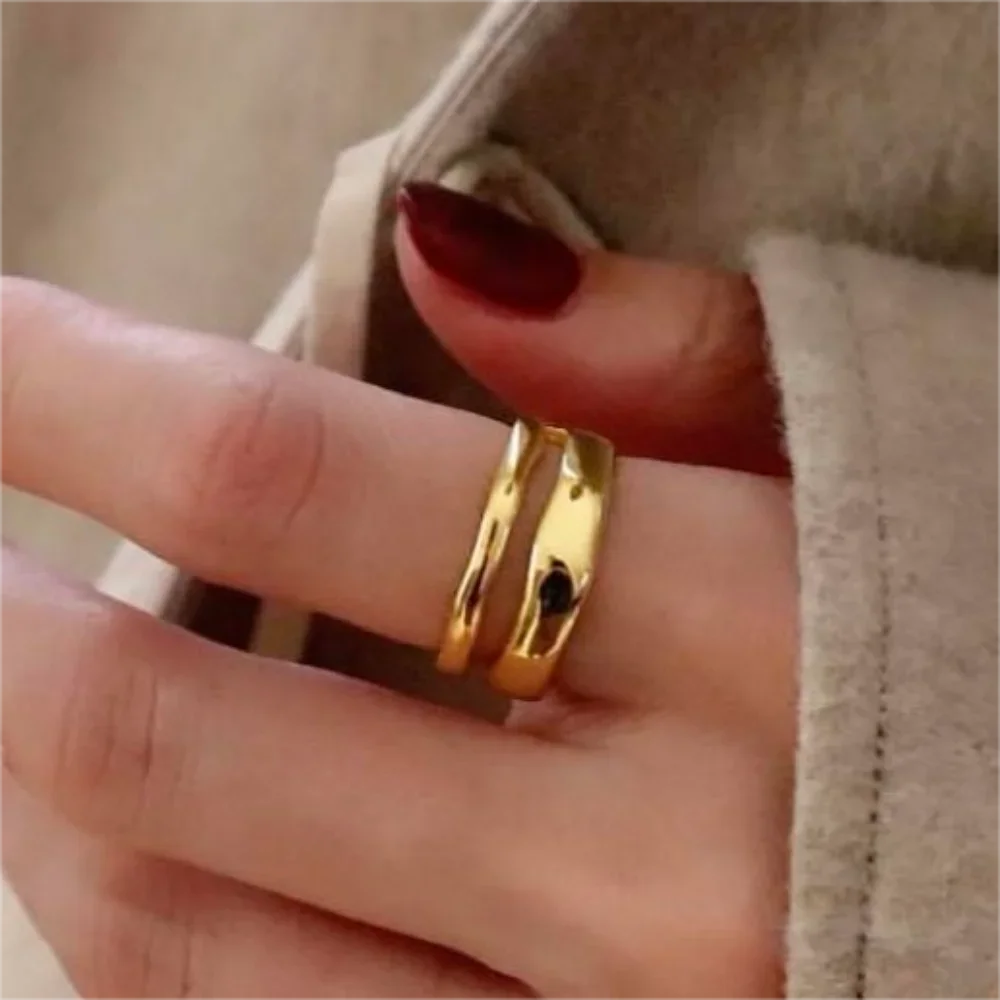 Ermania - Double Row Stackable Stainless Steels Ring 18K Plated Gold