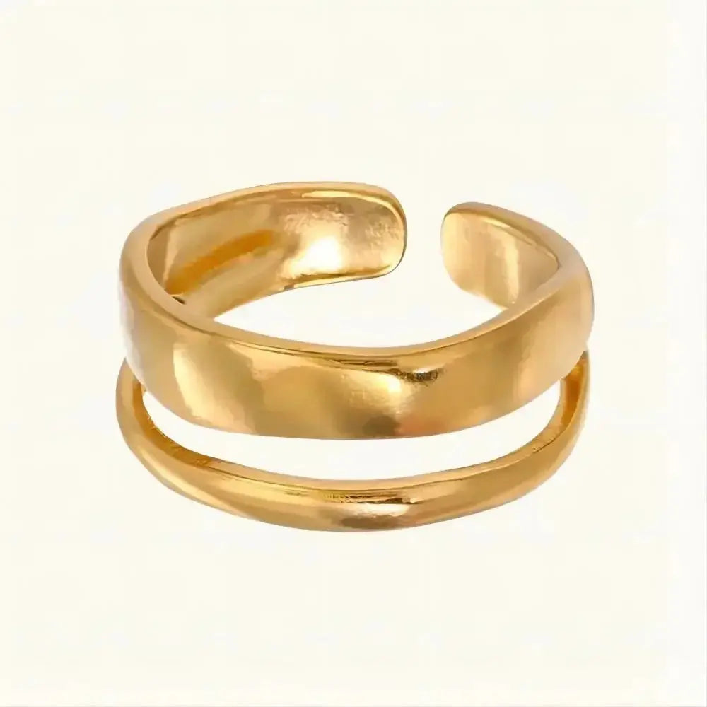 Ermania - Double Row Stackable Stainless Steels Ring 18K Plated Gold - Ermania