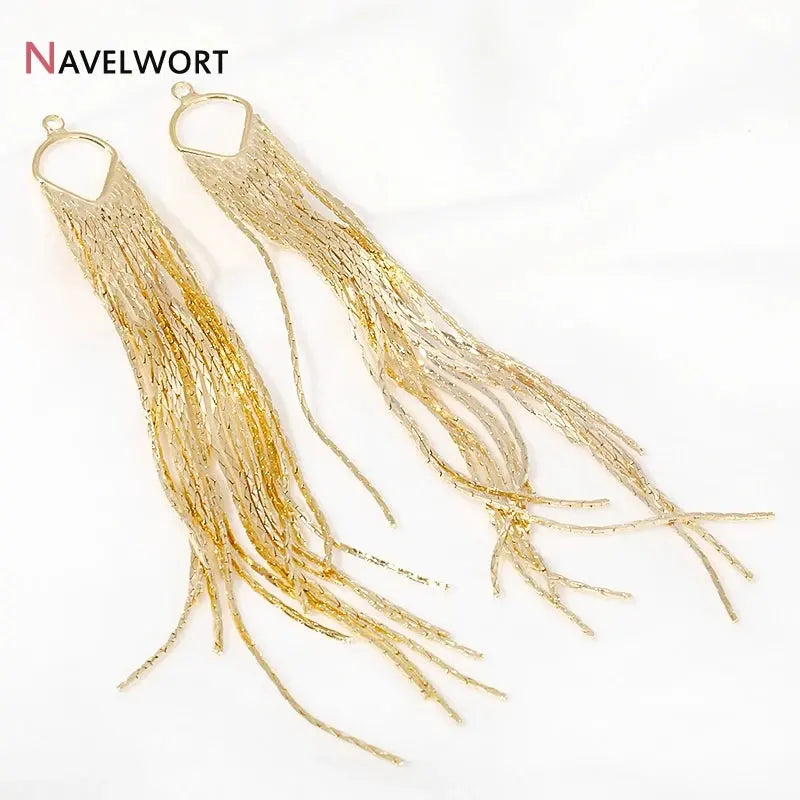 14K Gold Plated Brass Long Tassel Charms For Earring ERMANIA