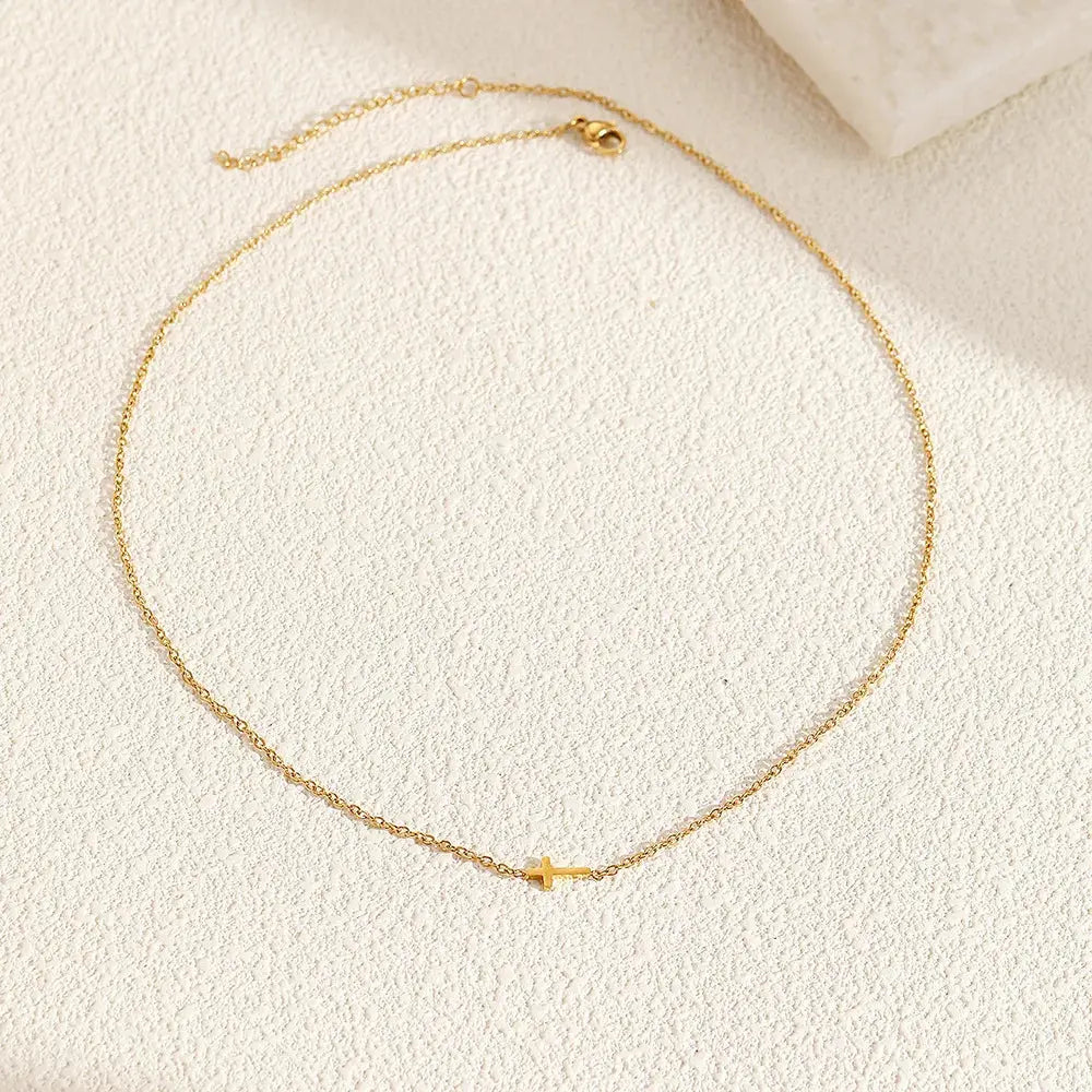 Stainless Steel Delicate Vintage Cross Pendant Necklace - Ermania