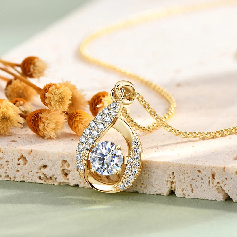 Ermania - Moissanite Pandent Necklace with Certified 6.5mm Lab Diamond