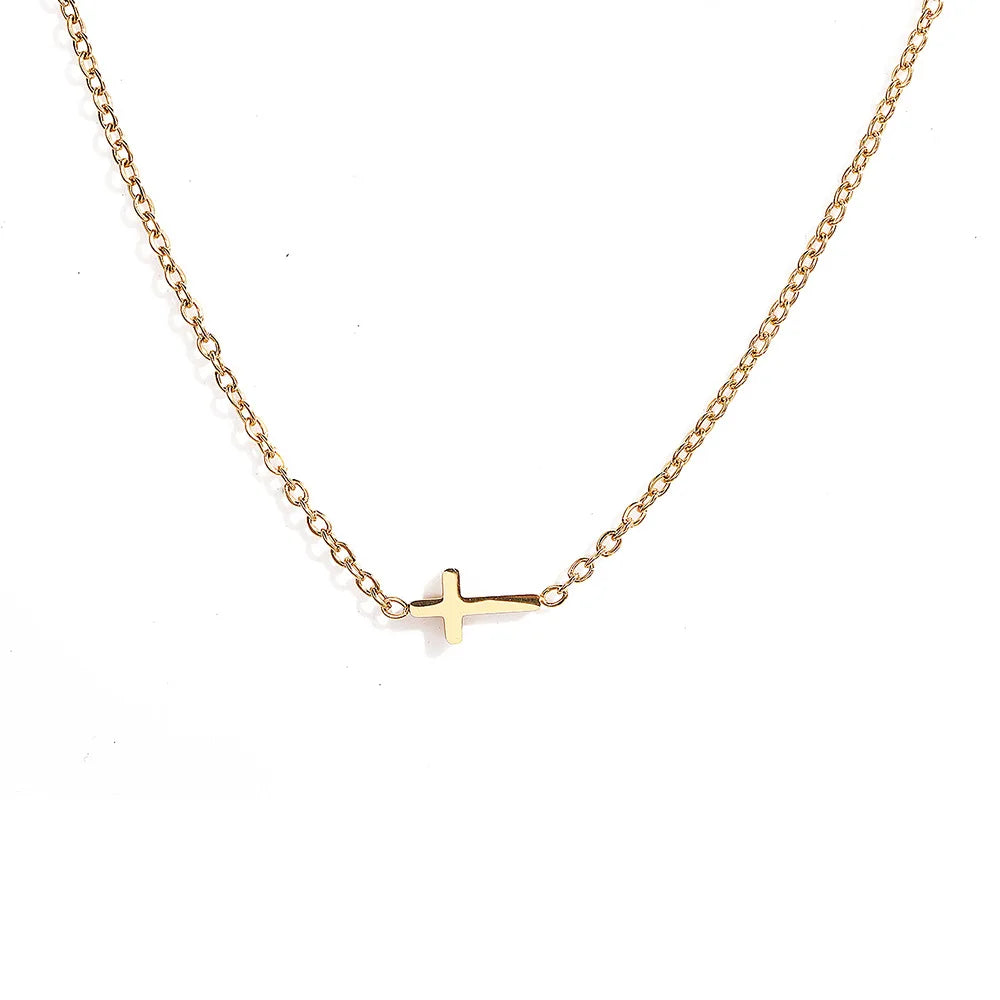 Stainless Steel Delicate Vintage Cross Pendant Necklace
