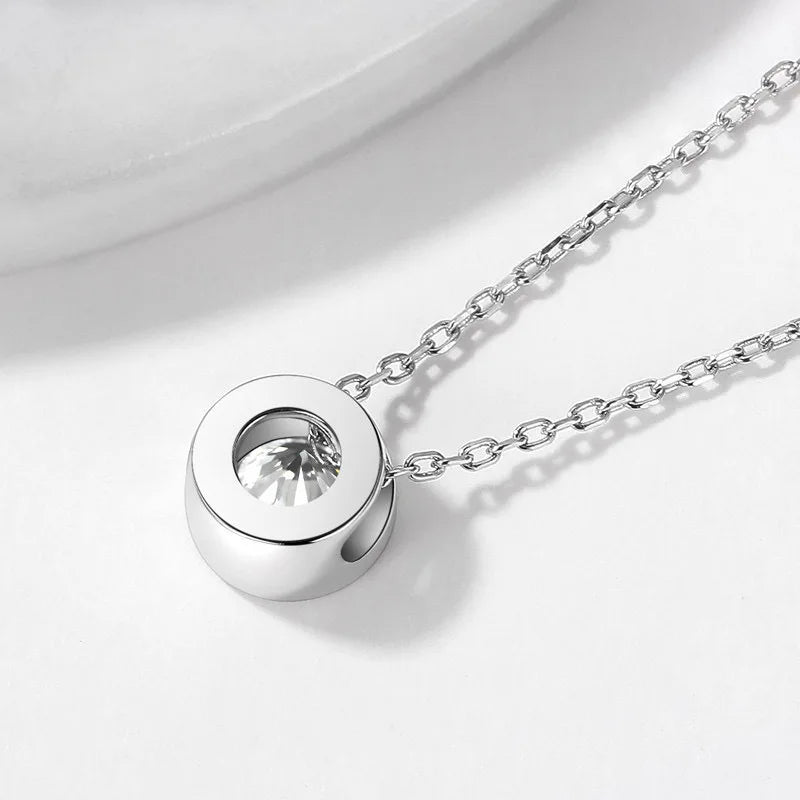 Ermania - Round Bezel Moissanite Pendant Necklace