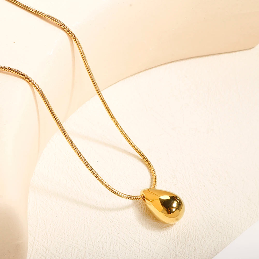 Ermane - JOVO Water Droplet Pendant Necklace Gold 18 K Plated