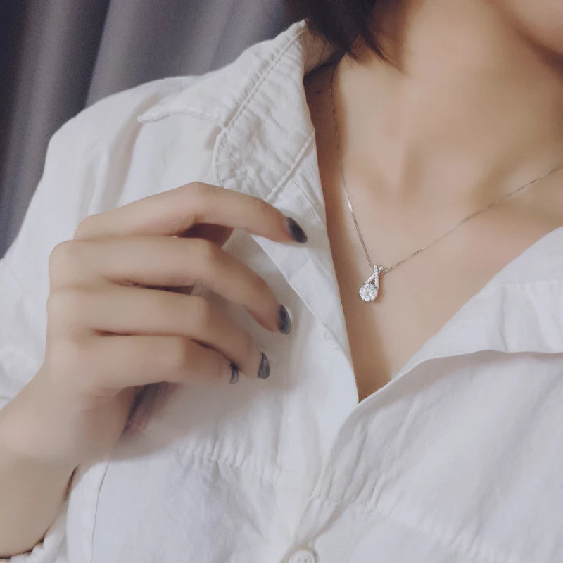 Ermania - Sterling Silver Luxury Zircon X-Shape Necklace