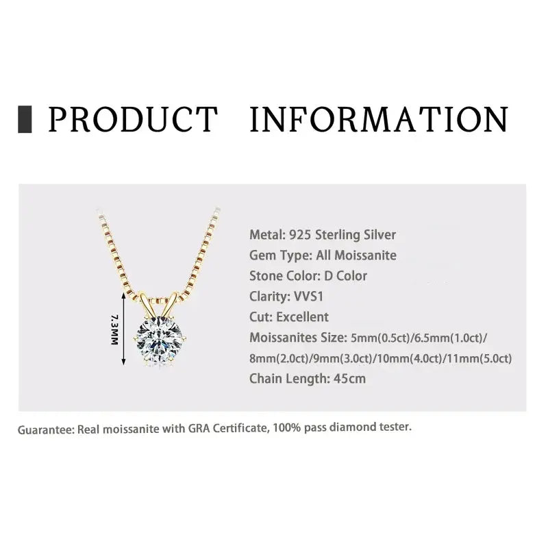 Ermania- Moissanite Pendant Necklaces Sterling Silver - Ermania