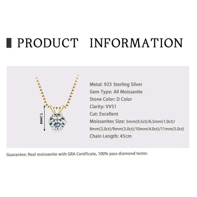 Ermania- Moissanite Pendant Necklaces Sterling Silver