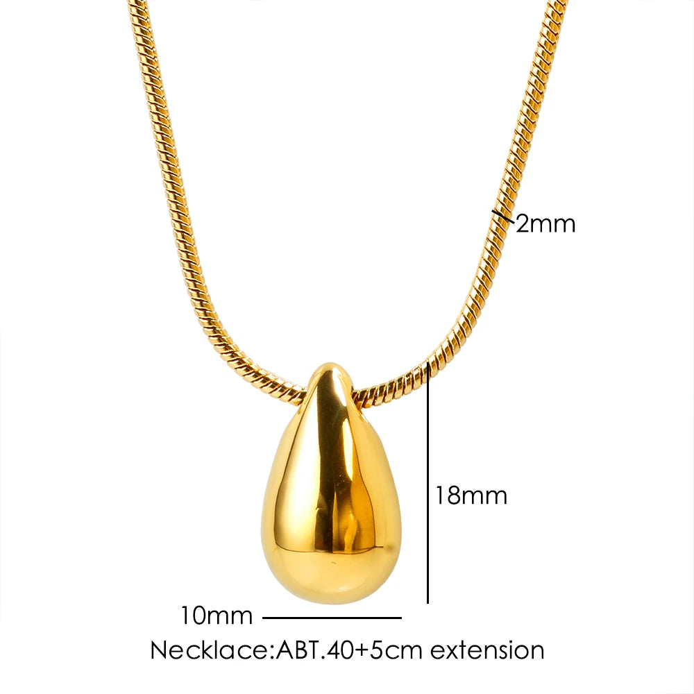 Ermane - JOVO Water Droplet Pendant Necklace Gold 18 K Plated