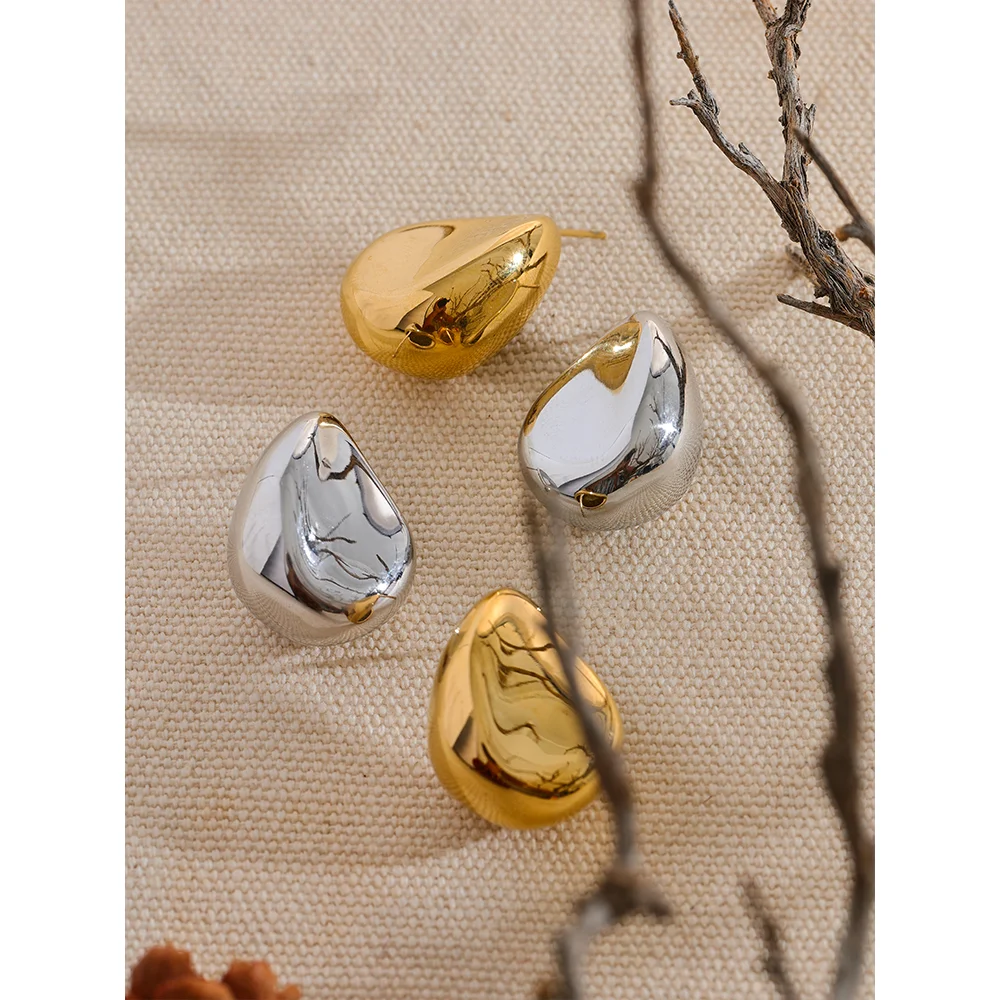 Ermania - Boucles d'oreilles clous creuses pour femmes, plaquées or 18 carats