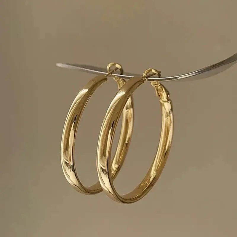 Ermania - Fashion Large Flat Hoop Earrings - Ermania