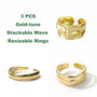 Ermania - Double Row Stackable Stainless Steels Ring 18K Plated Gold - Ermania