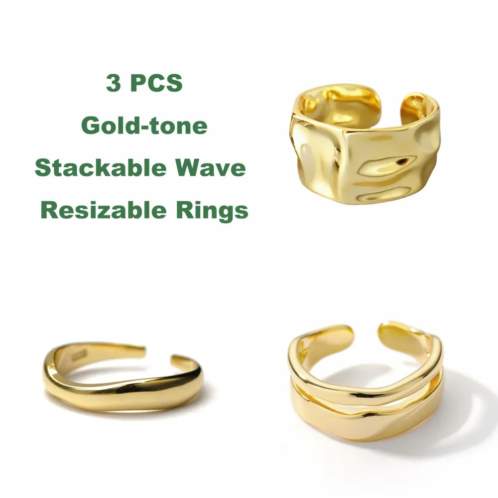 Ermania - Double Row Stackable Stainless Steels Ring 18K Plated Gold