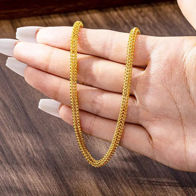 Luxury 24K Pure Gold Real Gold Necklace, Ermania - Ermania