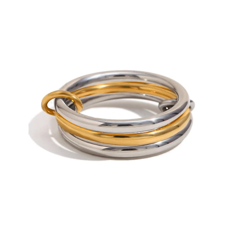 Ermania - A Niche Two-Color Four-Ring Copper Jewelry Ring