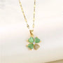 Ermania - Green Zircon Crystal Pendant Stainless Steel Necklaces - Ermania