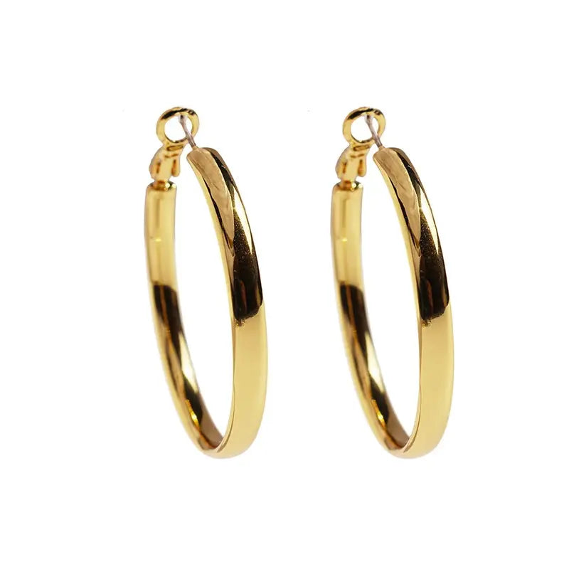 Ermania - Fashion Large Flat Hoop Earrings - Ermania
