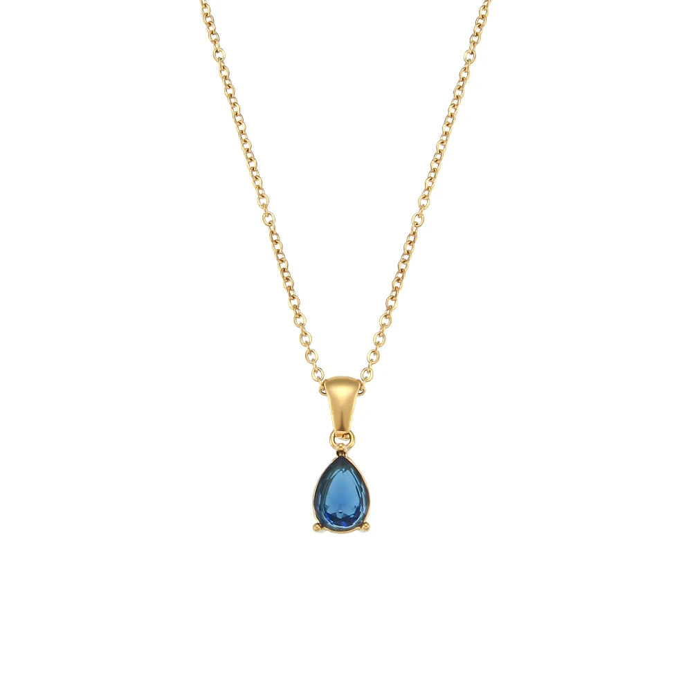 Ermania - Crystal Necklace Stainless Steel Gold Plated