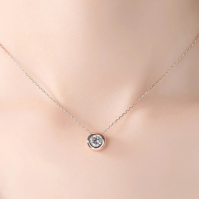 Ermania - Round Bezel Moissanite Pendant Necklace