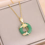 Ermania - Green Zircon Crystal Pendant Stainless Steel Necklaces - Ermania