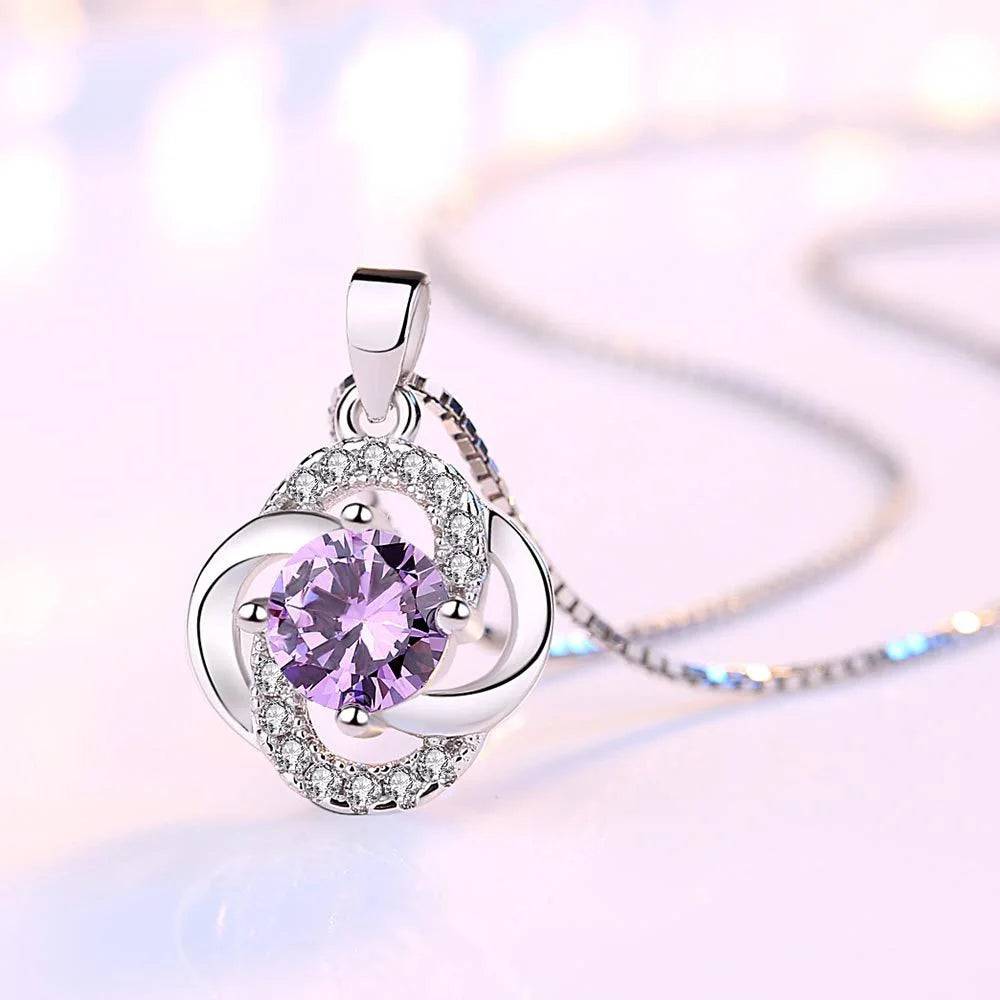 Ermania- Sterling Silver Flower Amethyst Necklace