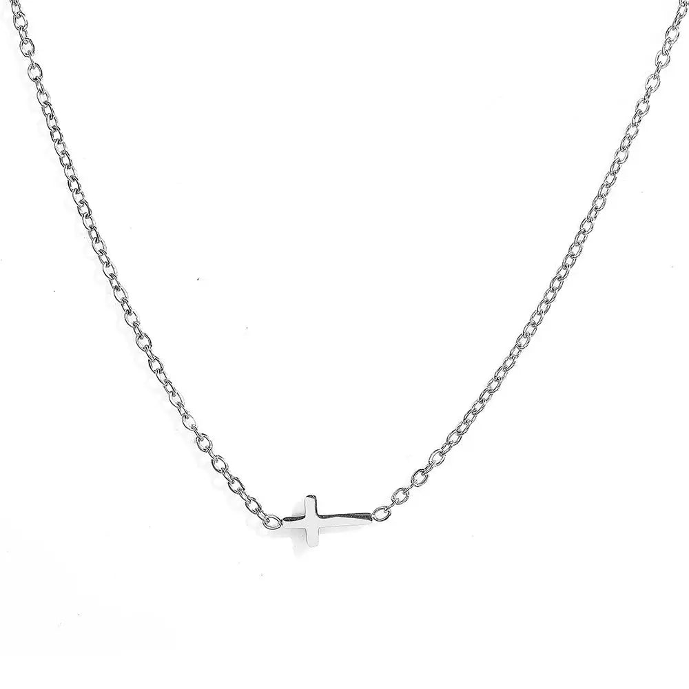 Stainless Steel Delicate Vintage Cross Pendant Necklace - Ermania
