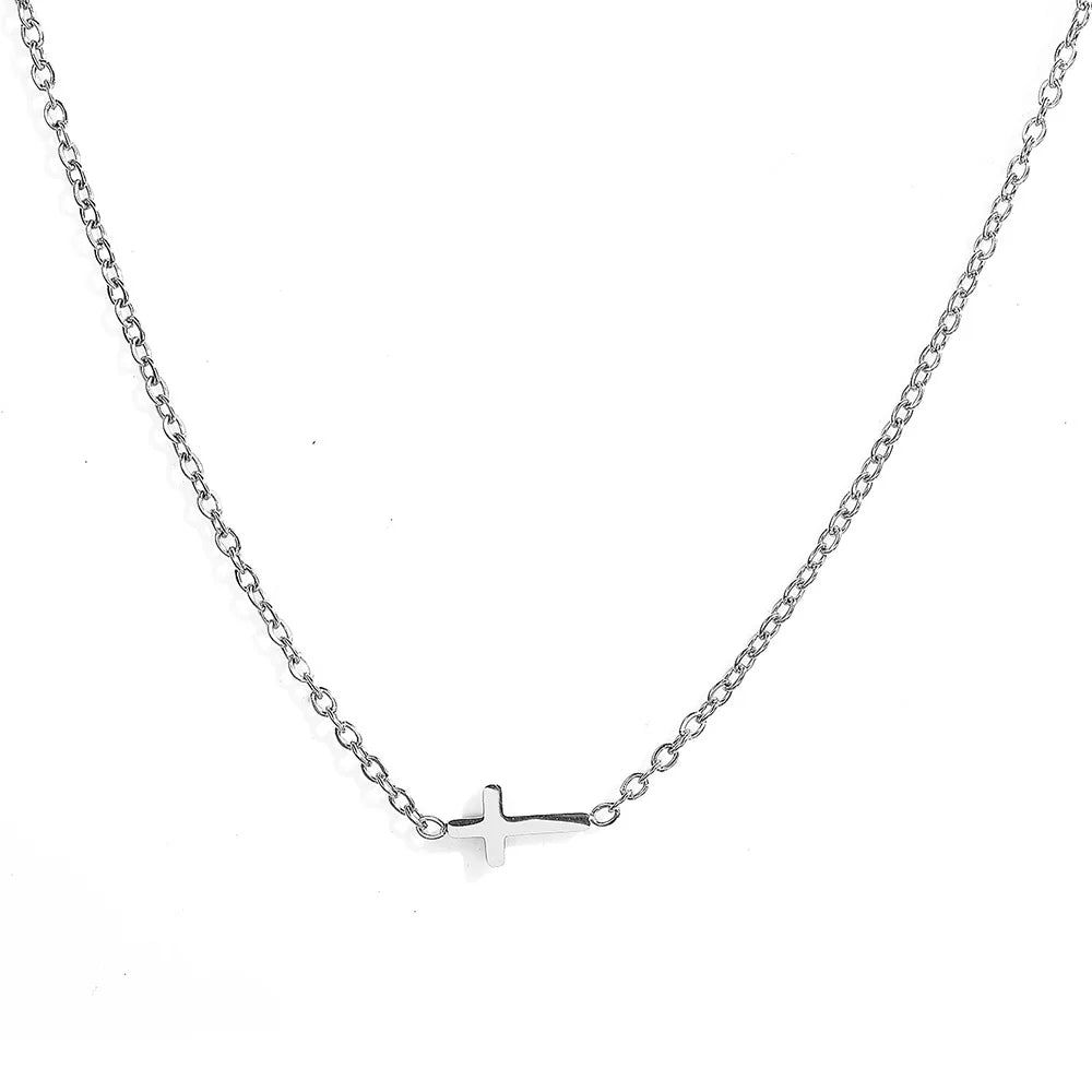 Stainless Steel Delicate Vintage Cross Pendant Necklace