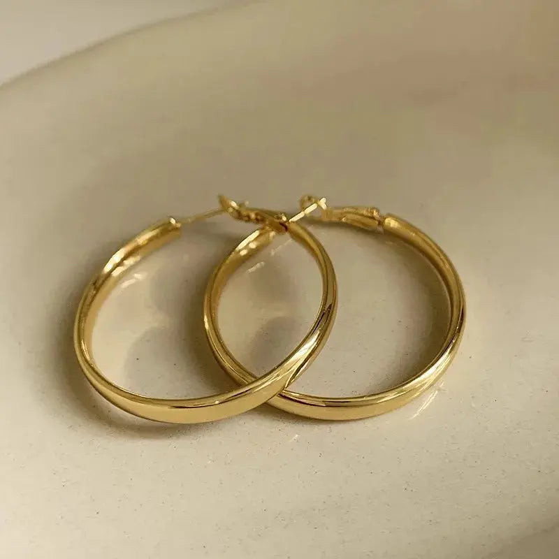Ermania - Fashion Large Flat Hoop Earrings - Ermania