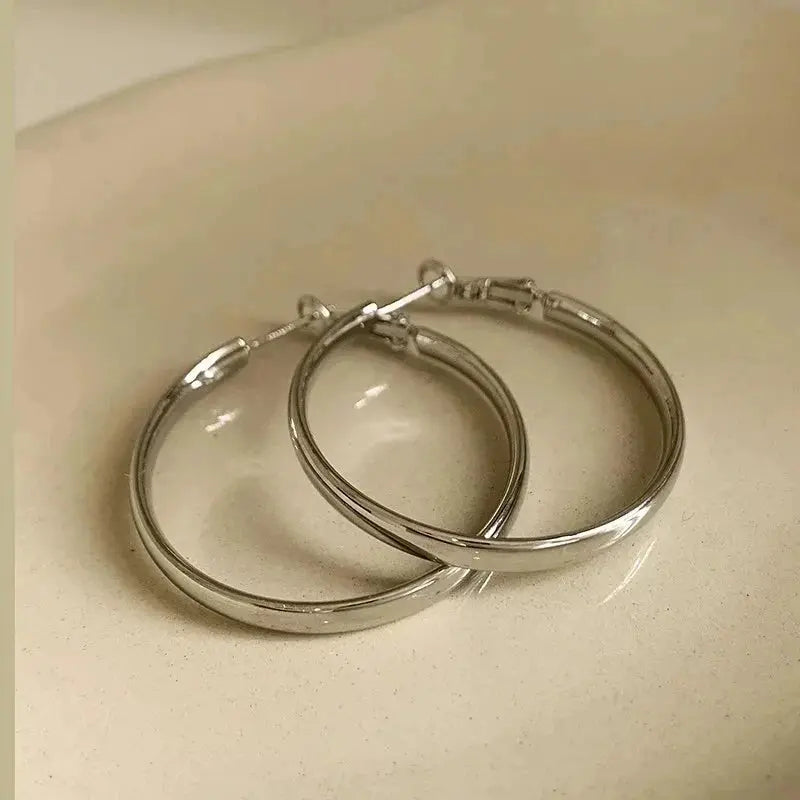 Ermania - Fashion Large Flat Hoop Earrings - Ermania
