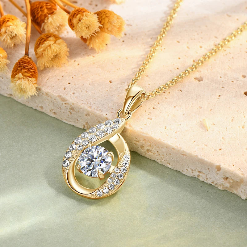 Ermania - Moissanite Pandent Necklace with Certified 6.5mm Lab Diamond