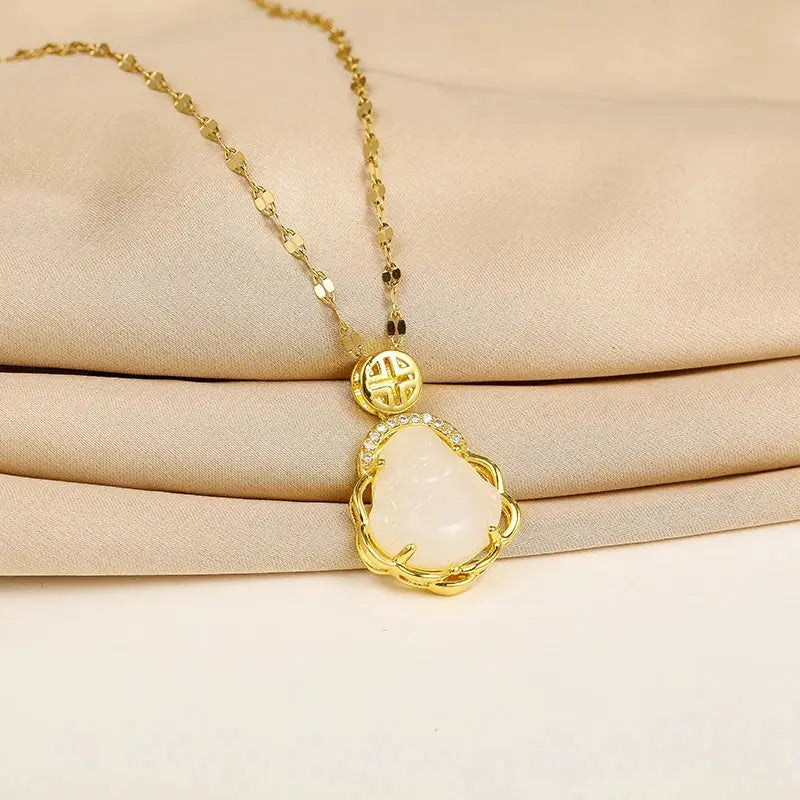 Ermania - Green Zircon Crystal Pendant Stainless Steel Necklaces - Ermania